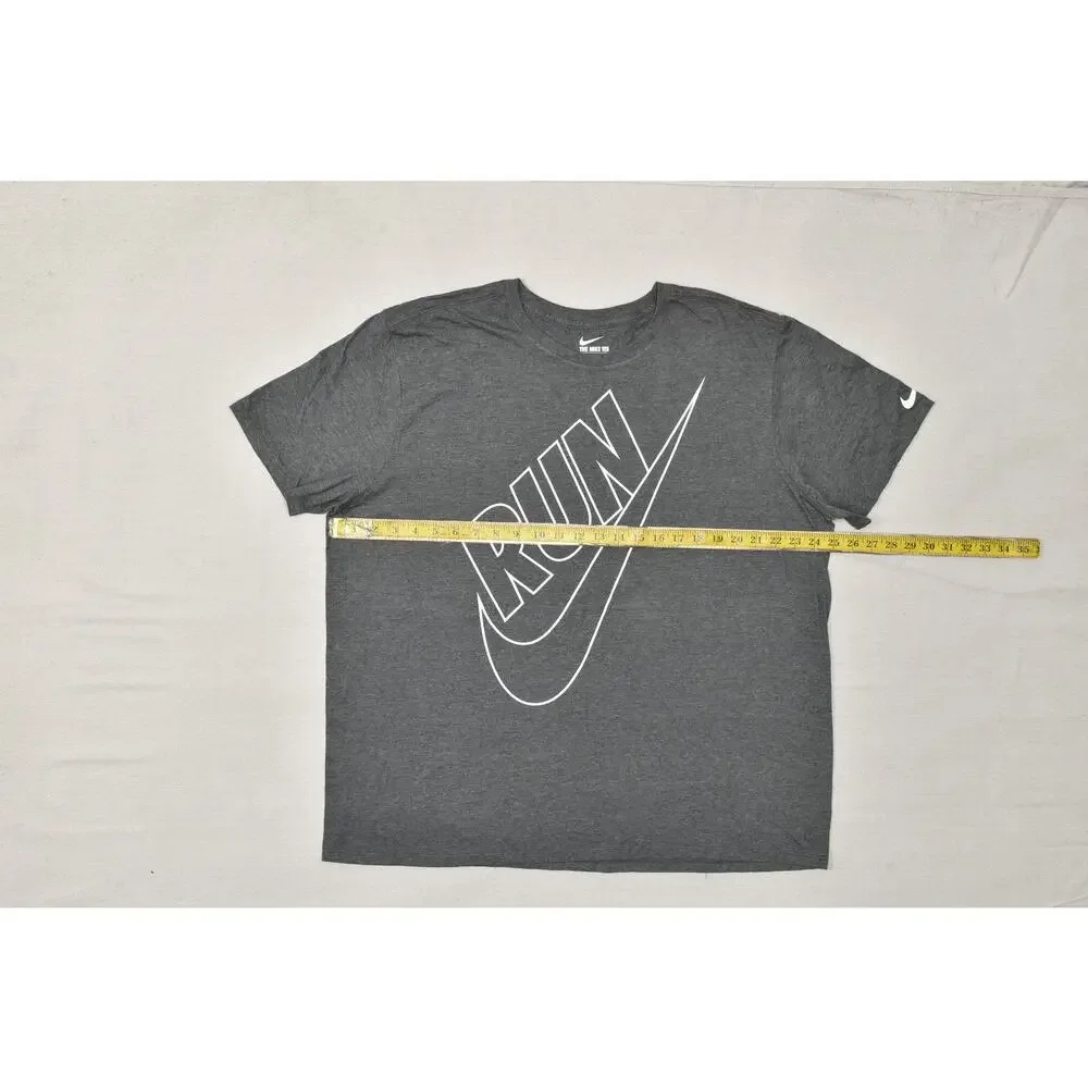 Nike Run Swoosh Graphic Heather Gray Athletic Cut Training T-Shirt XXL